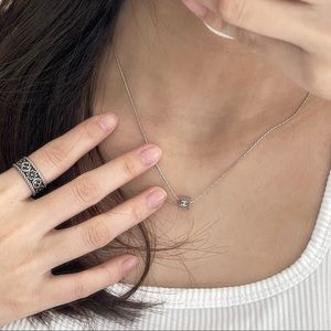 Authentic chanel necklace｜silver cube necklace